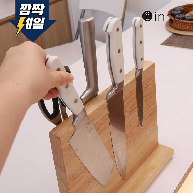 이놀 wood 자석 칼걸이 2세대 주방 칼꽂이 보관 거치대, 1개, 우드