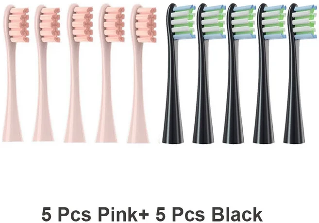 오클린 소닉 전동 칫솔 교체용 브러시 헤드 10 개 X/ X 프로/Z1/ F1/원/에어 2 /SE 소프트 듀폰 강모 노, 06 5Black5Pink
