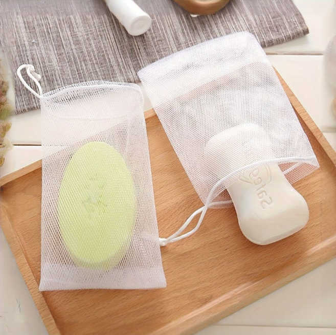 풍성한 거품 생성 비누 보관주머니 2겹 메쉬 거품망 5p세트, 2겹 화이트, 5개