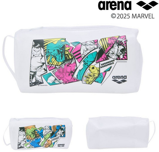 아레나 마블 콜라보 수영 파우치 M 방수 비치백 버킷드라이 가방 스웜파우치 arena-149717, WHPK (화이트×핑크)