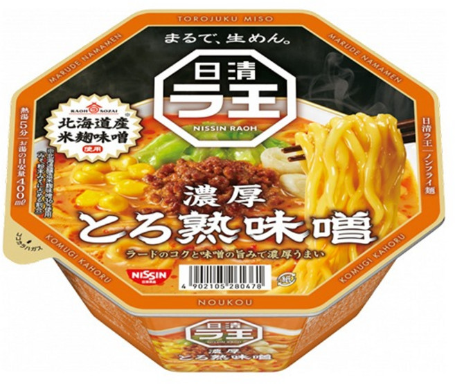 닛신 라오 농후 숙성 미소라멘 (라드의 감칠맛과 된장의 맛) 라왕 컵라면 118g, 1개
