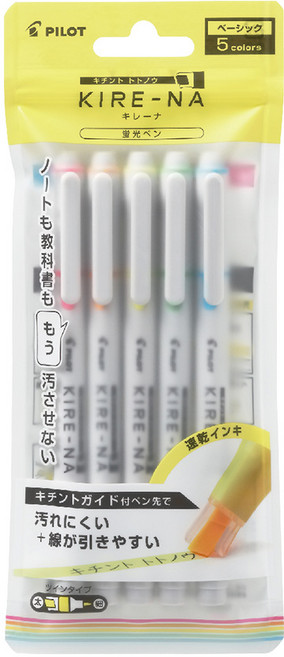 파이롯트 파이롯트 키레나 유연한 트윈닙 형광펜 5색세트 (SKIW-1), -5C1베이직컬러