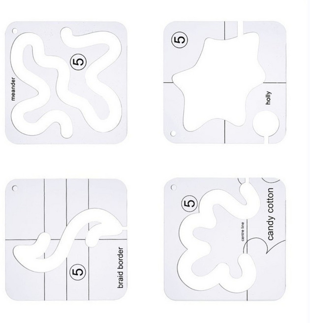 패치워크와 호환되는 4Pc 아크릴 퀼팅 자 템플릿 프리모션 퀼팅 스텐실, Style C