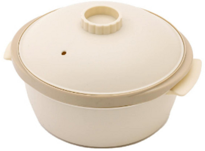 3COINS 雙層微波盒 附濾水籃 - 可微波泡麵碗 蔬菜盒 1.4L, 1個, 圓形-米色