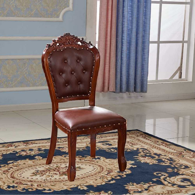 유럽식 다이닝 의자 복고풍 엔틱 식탁 클래식 원목, 번호 Y05 천, 1개