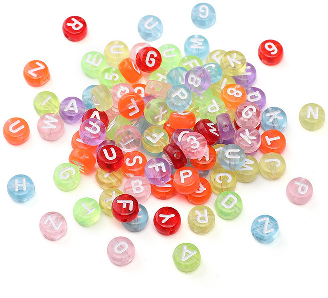 대용량 투명 알파벳 이니셜 비즈 100g, 1개, 원형