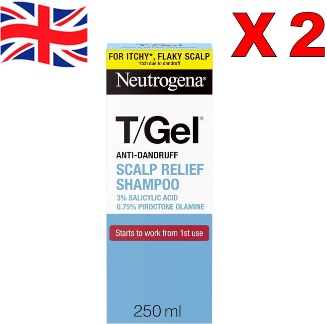 2개 250ml 뉴트로지나 티젤 안티댄드로프 스칼프 릴리프 샴푸 3%실리실산 포함 Anti-Dandruff Shampoo - 쿠팡
