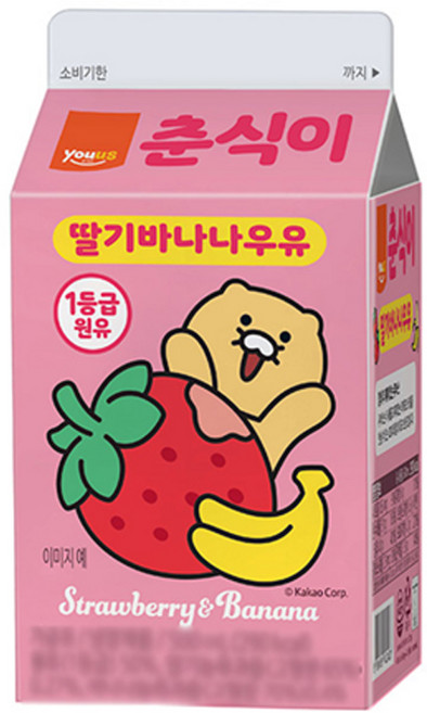 유어스 춘식이 딸기바나나우유, 24개, 500ml