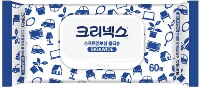 크리넥스 소프트 엠보싱 물티슈 60매 천연펄프, 1개