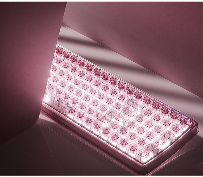 독거미 AK208 키보드 얼음 투명 키보드 기계식 무선 사무실 게이밍 키보드, 핑크