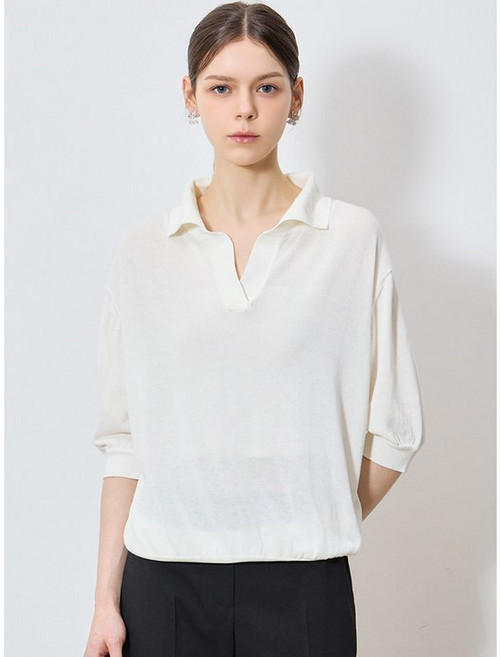 쉬즈미스 품격있는 오픈 카라 니트 탑 택가격 138000원