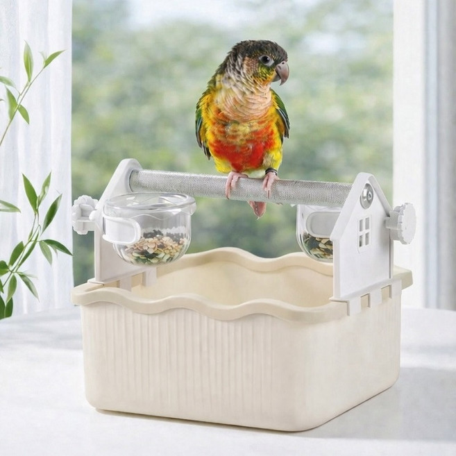 랜보어 앵무새 빌리지 발톱갈이 횃대 FREE, 베이지, 1개