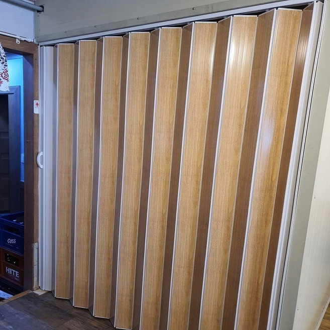 자바라 홀딩도어 접이식 칸막이 주름문 투명 이중겹