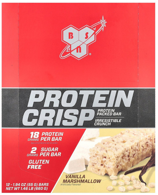 BSN 프로틴 크리스프 바닐라 마시멜로우 바 12개 각 55g, 1개, BSN90692, 56g