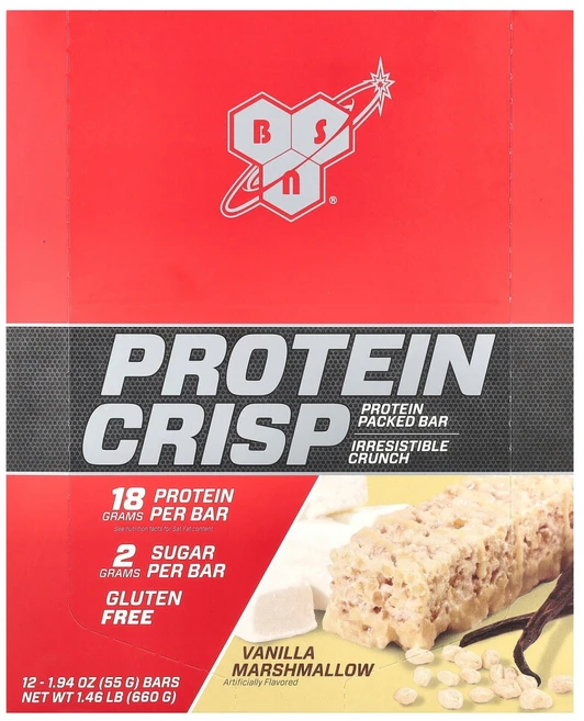 BSN 프로틴 크리스프 바닐라 마시멜로우 바 12개 각 55g, 1개, BSN90692, 56g - 쿠팡