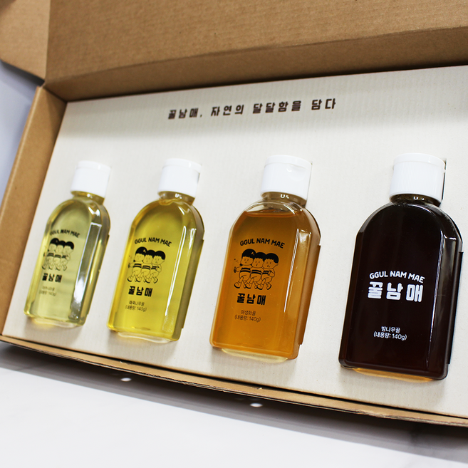 꿀남매 사계절 천연벌꿀 튜브 4종 선물세트 명절 설날 답례품, 140g