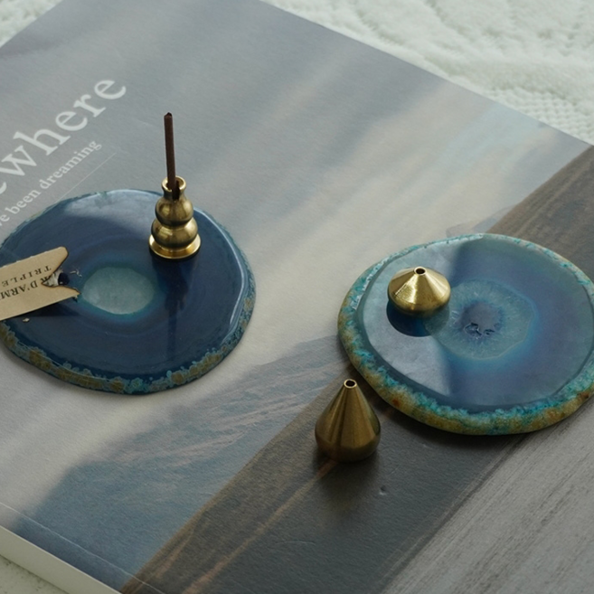 황동 인센스 향꽂이 스틱 거치대 홀더 3종 세트, 납작물방울+조롱박+기둥물방울