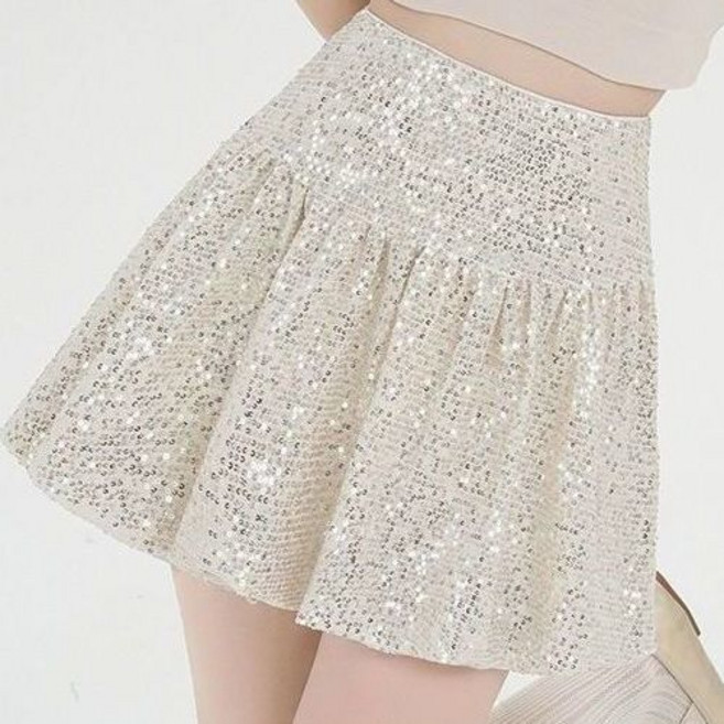 페이준 여성 하이웨스트 스팽글 볼륨 스커트 블링 블링 하이웨스트 스커트 댄스 스커트 YJ875