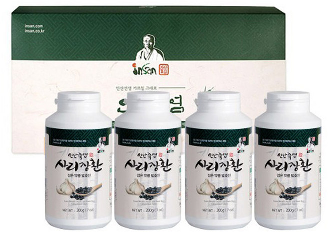 인산죽염 사리장환 200g 4개 선물세트 서목태 유황오리 유근피 유황밭마늘 9회죽염을 발효해서 만든 사리장환