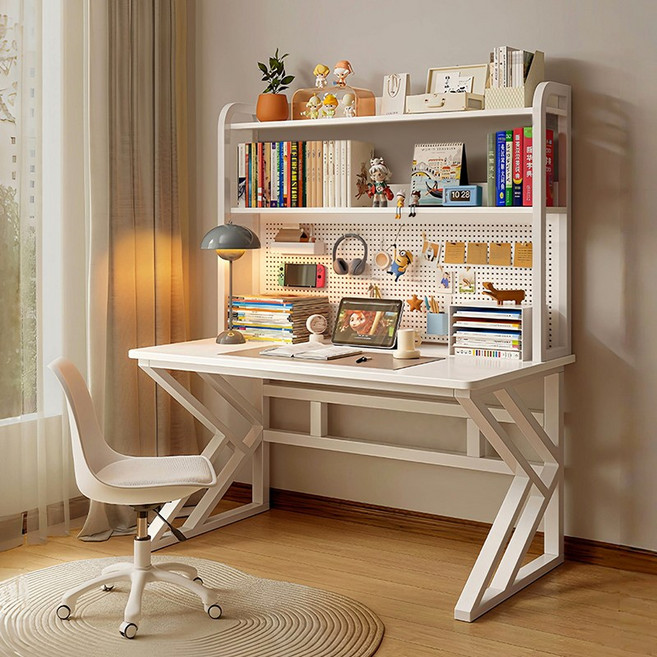 철제 코너책상 타공판책상 올인원책상 게이밍 120*60CM 컴퓨터 책상 SZ10, 화이트