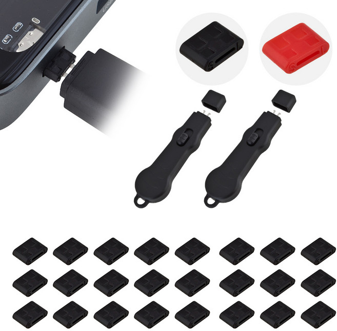 DATA KEEPER USB TYPE-C C타입 포트락 잠금장치 키2 잠금알24 블랙 레드, 01 블랙(키2+ 잠금알24개 세트)