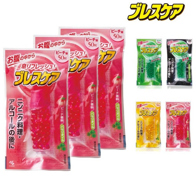 브레스케어 지젤캔디 입냄새 제거 피치 민트 스트롱민트 레몬 150알 50개입 3개, 스트롱 민트