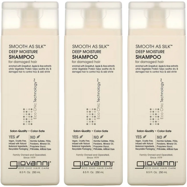 지오바니 스무스 에즈 실크 딥 모이스처 샴푸 250ML, 3개 - 쿠팡