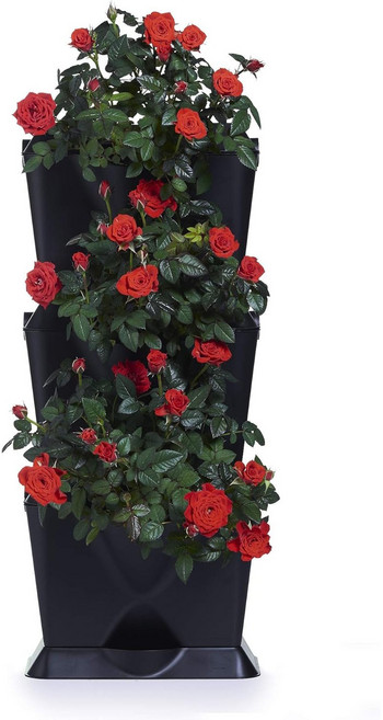 미니가든 벽걸이 화분 스탠딩 수직 허브 딸기 인테리어 화분, 1개, 블랙