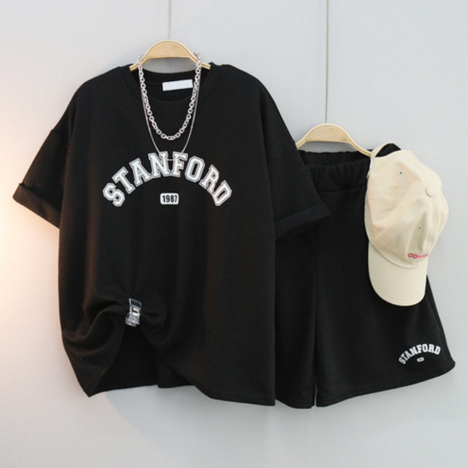 달콩 STAN레터링반바지세트 여성 트레이닝세트 운동복 상하의세트