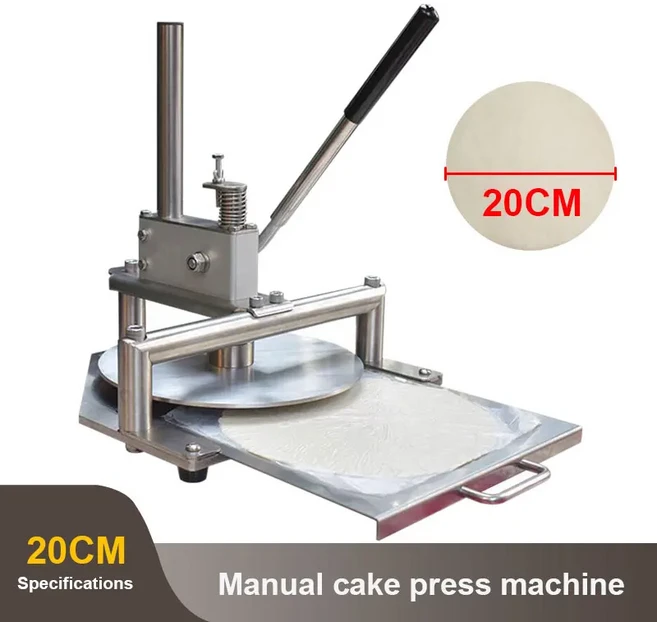 상업용 25cm 수동 케이크 플래튼 플랫 프레스 기계 핸드 피타 빵 반죽 장비 도구, 02 20CM Machine