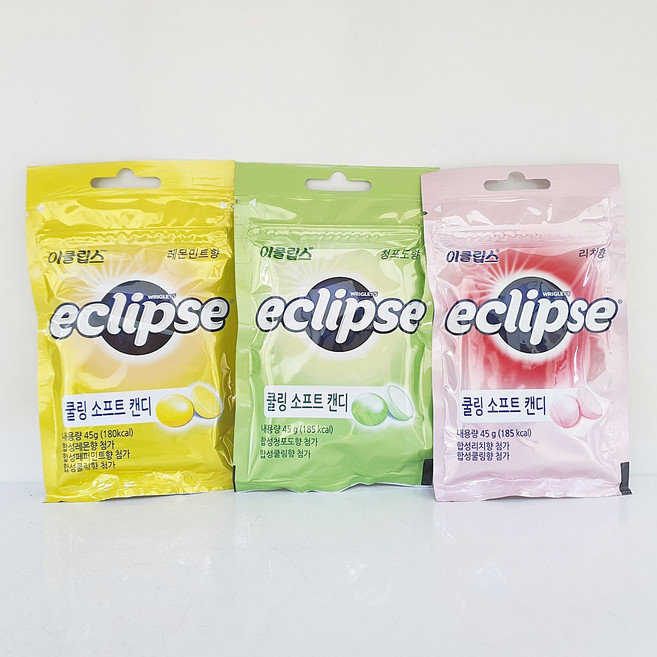 이클립스 쿨링 소프트캔디 레몬 청포도 리치맛 총합, 15개, 45g