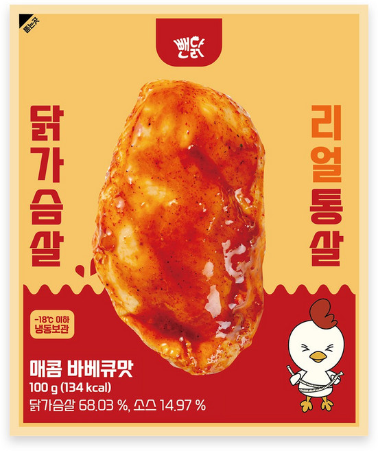 뺀닭 리얼통살 소스 닭가슴살 매콤 바베큐 10팩 20팩 32팩, 100g, 32개