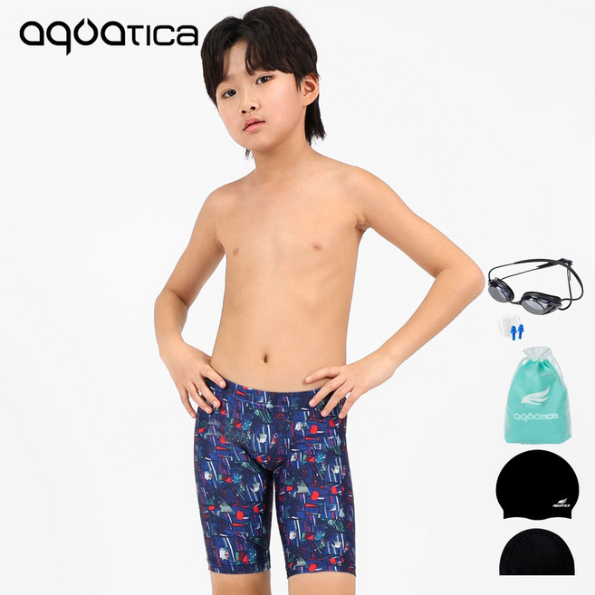 아쿠아티카 남아동 수영복 BBK101 선수용수경6종세트