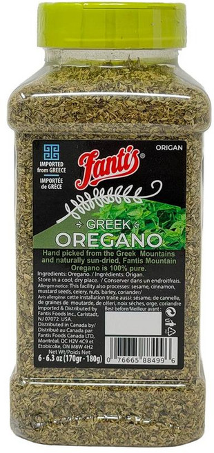 Fantis 건조 오레가노 시즈닝 (순수 그리스산 잎), 1개, 180g