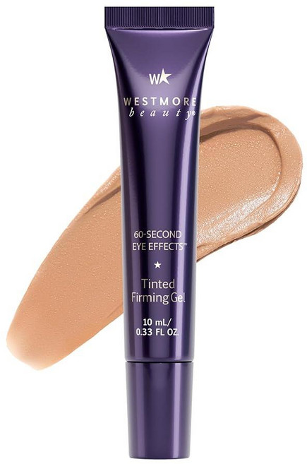 Westmore Beauty 60 Second Effects 틴티드 퍼밍 젤 - 붓기와 눈 밑 부기용 언더 아이 크림 20mL 미디엄에서 딥 0.68 Fl Oz, Medium To Deep