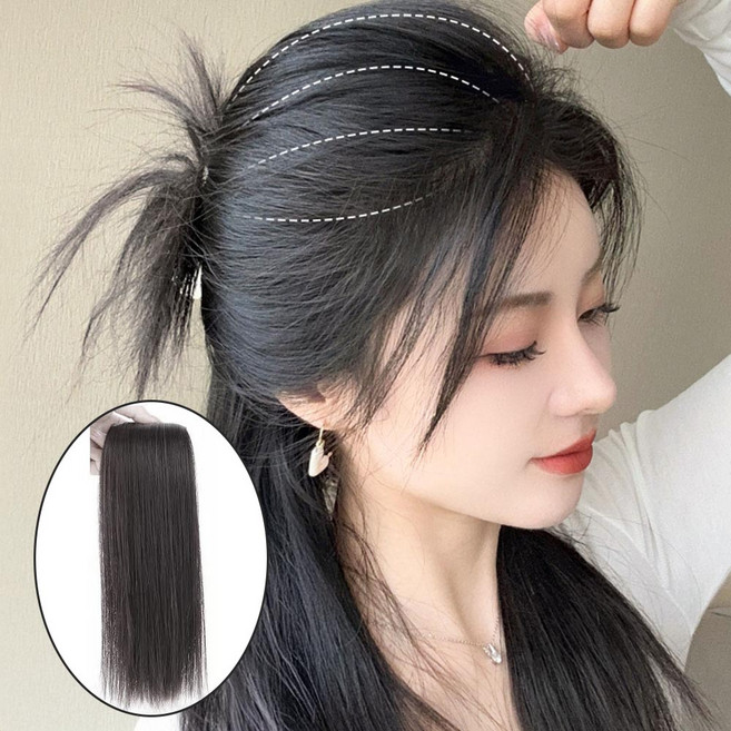 윗머리 볼륨 부분 가발 머리뽕부분 가발 정수리뽕 옆머리 뒷머리 헤어피스 볼륨 가발, 1개, 30cm-블랙