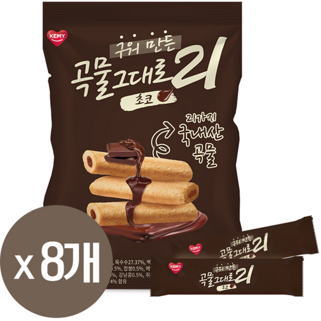 구워만든 곡물그대로21 크리스피롤 초코맛, 8개, 150g