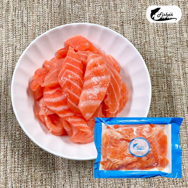 피쉬앤 냉장 막썰어 연어회 샐러드용 //리뷰이벤트 맛보기 미소장국 증정, 1개, 500g