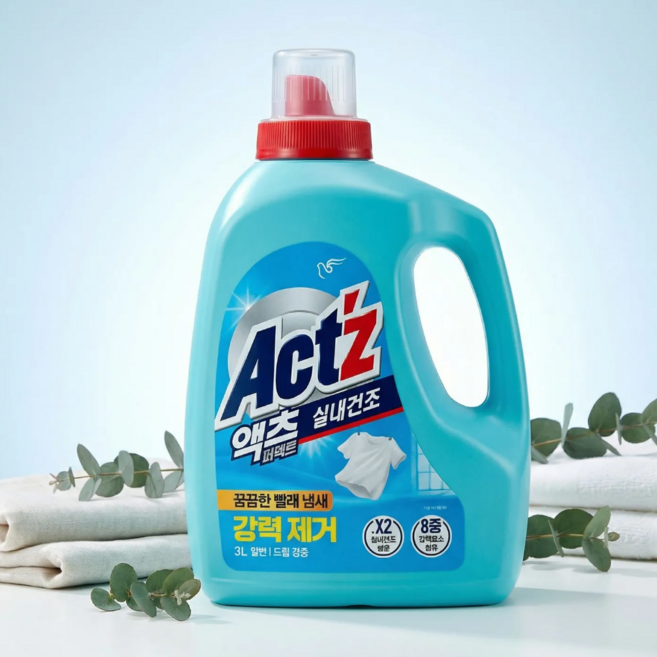 액츠 퍼펙트 실내건조 드럼용 액상세제 본품, 3L, 4개