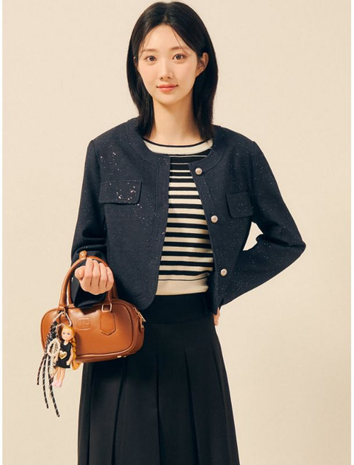 JJ지고트 글리터 라운드넥 크롭 재킷 GPAP8JK101