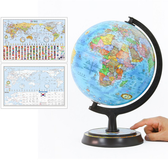 맵소프트 24cm 타임존 지구본 4종 택1 블루 엔틱 키즈 영어판블루 세계지도증정, 1번_24cm 블루 타임존 지구본 (24-BZ)