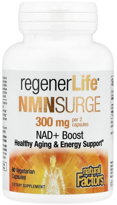 Natural Factors RegenerLife® NMN Surge 60 Vegetarian Capsules 150 mg per Capsule, 300 mg, 60 count, 1개 - 쿠팡