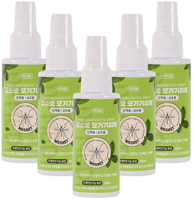모스넷 모기 기피제 60ml, 5개