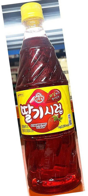 오뚜기 딸기맛 시럽 1k 시럽 딸기 음료 달콤, 1kg, 1개