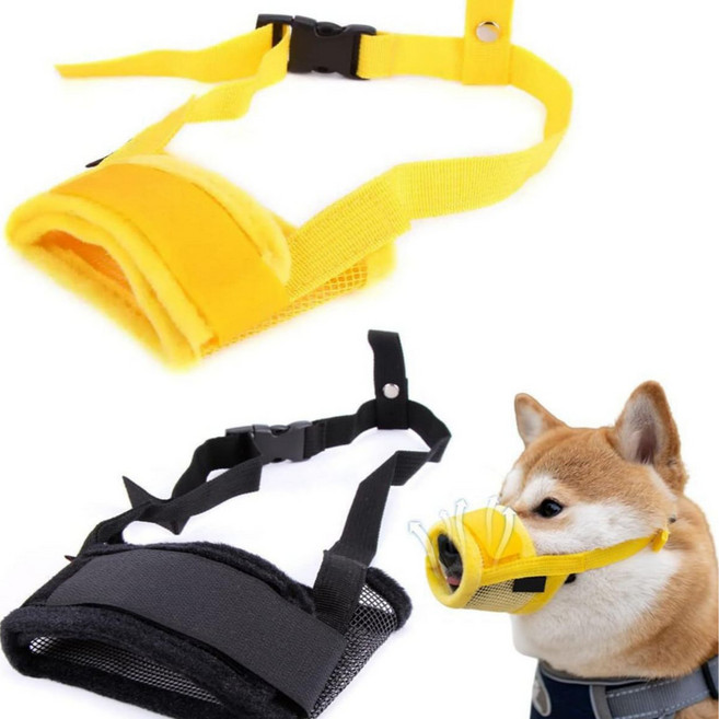 위드레오 강아지 메시 입마개 짖음방지 패턴 중형견 대형견 머즐 XL, 1개, 블랙