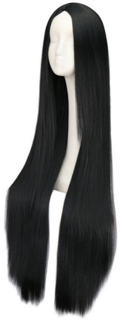 코스프레 흑발 가발 긴머리 검정 블랙 통가발, 100cm, 1개