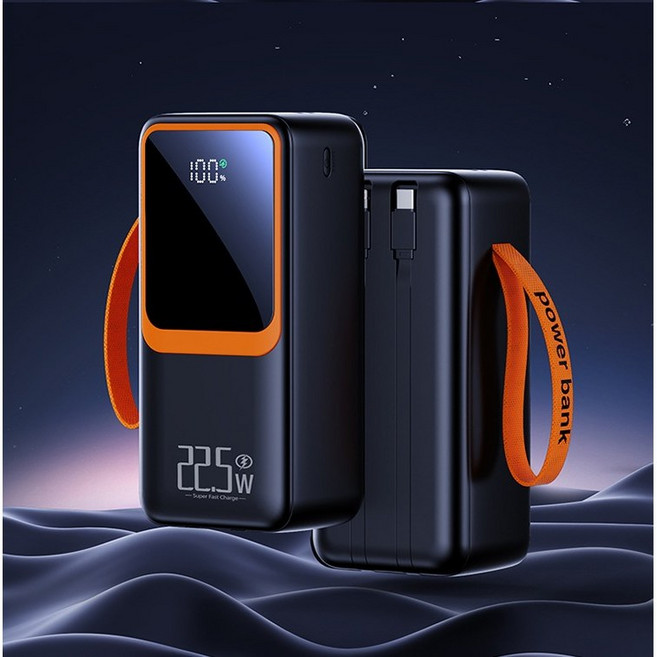 캠핑보조배터리 50000mah 대용량 보조배터리 66W 고속충전 LED 디스플레이, 블랙