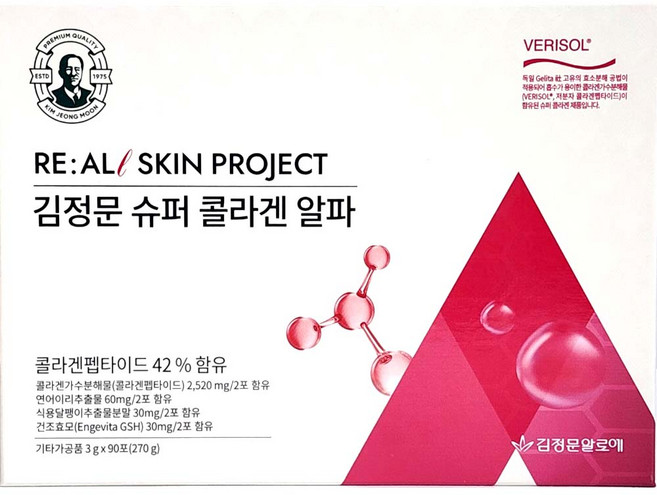 김정문알로에 슈퍼 콜라겐 알파 3g X 90포(270g), 1개, 90회분