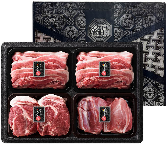 [농협안심한돈] 한돈 돼지 2kg 선물세트(삼겹살500gx2+목살500g+사태500g), 500g, 1