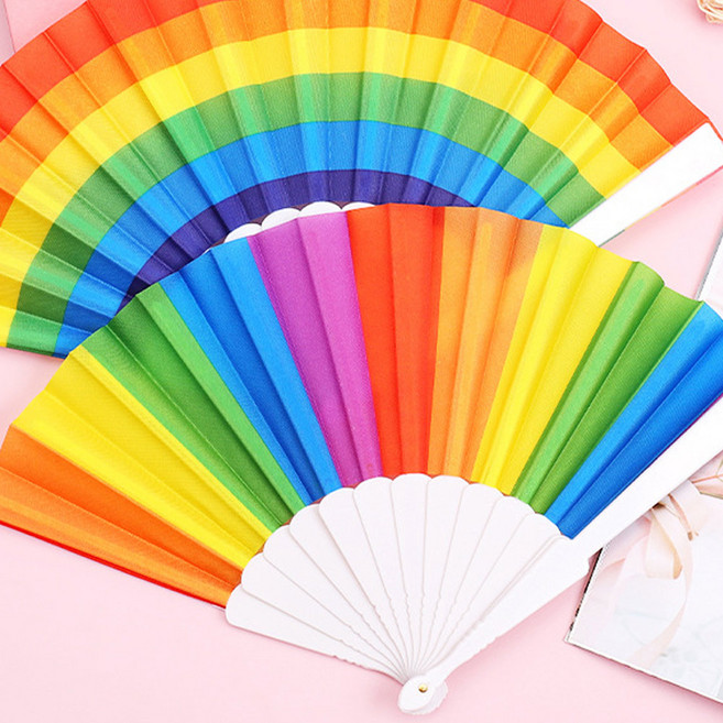 접이식 무지개 부채 전통 레인보우 무용 어린이집, 세로형, 5개